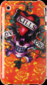 Painted Hard Plastic Case Apple iPhone 3GS Orange Heart and Skull