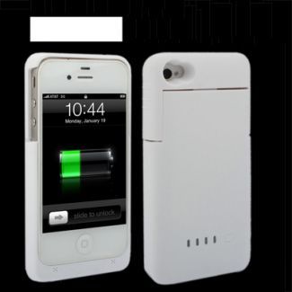 Power Bank External Battery Case for Apple iPhone 4/4S, 1900mAh,  White